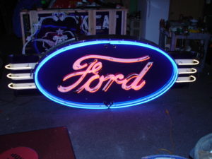 Ford, Porcelain, Neon, Sign, Automobile, Vintage Chevrolet, Plymouth